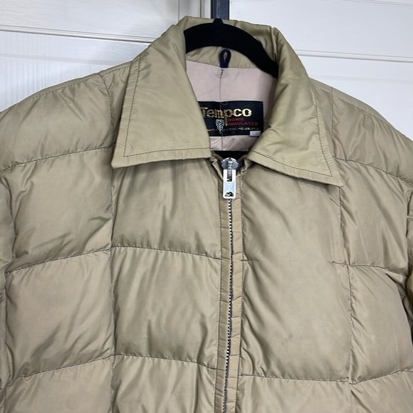 Vintage Tempco Men’s Goose Down Quilt Puffer Jacket Coat Tan Sz 42 - Picture 2 of 11